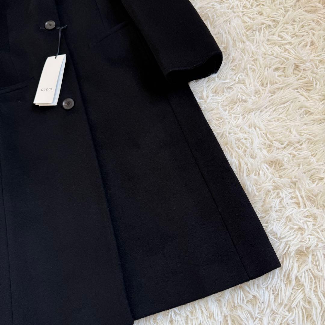 新品タグ付　グッチ　チェスターコート　ブラック　Lサイズ　ロゴボタン