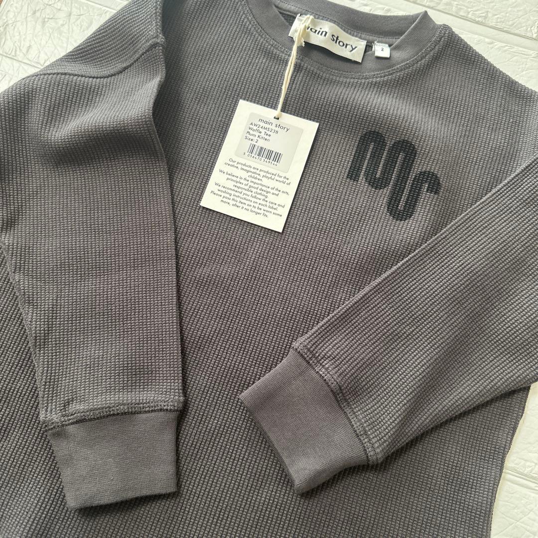 main story Waffle Tee Plum Kitten 2y ロンT