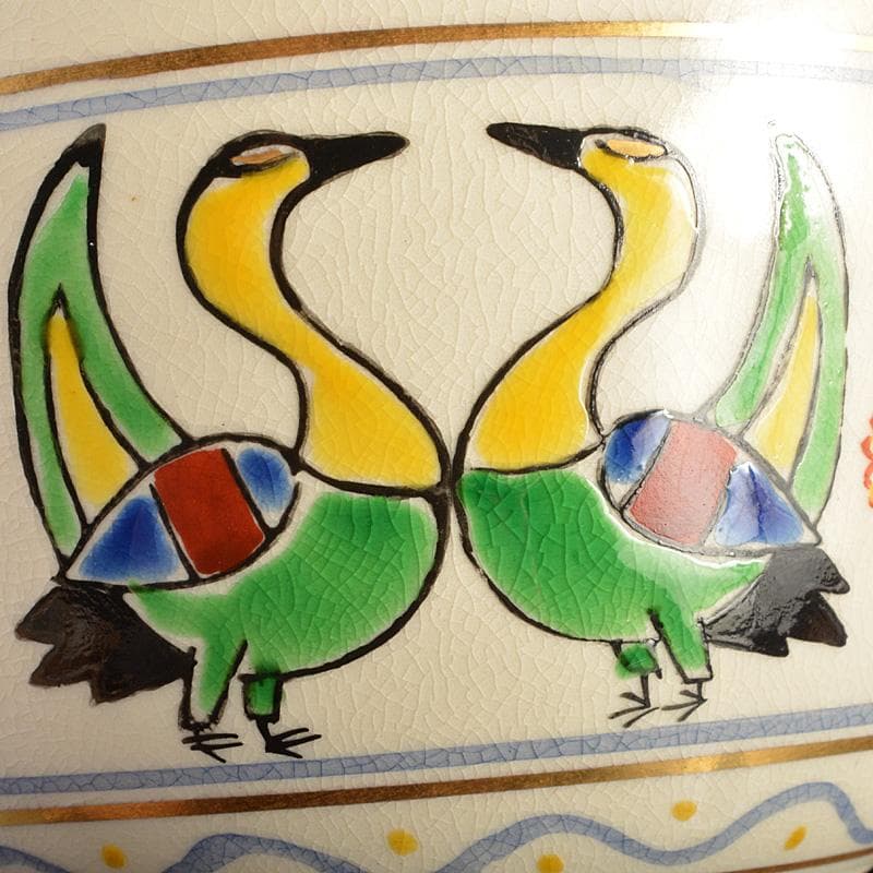 茶道具　京焼　平安　橋本紫雲造　色絵　花鳥文　茶碗　共箱　C　5940