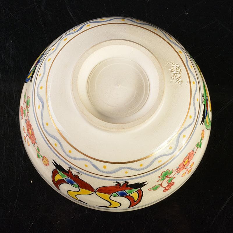 茶道具　京焼　平安　橋本紫雲造　色絵　花鳥文　茶碗　共箱　C　5940