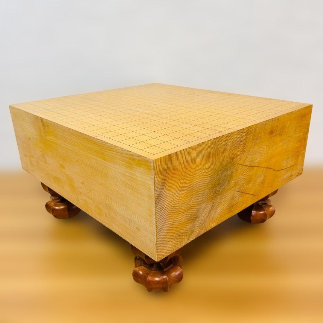 【高級】本榧 脚付碁盤 4.8寸 天地柾 柾目 ヘソ有り 19路盤 15kg