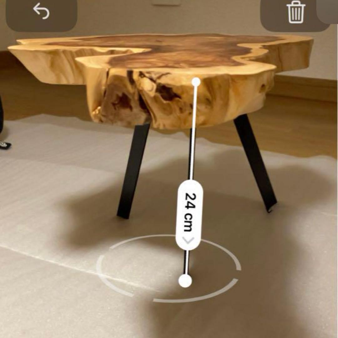 【今日のみ特価】　切り株　木目天板　鉄脚テーブル　サイドテーブル　スツール