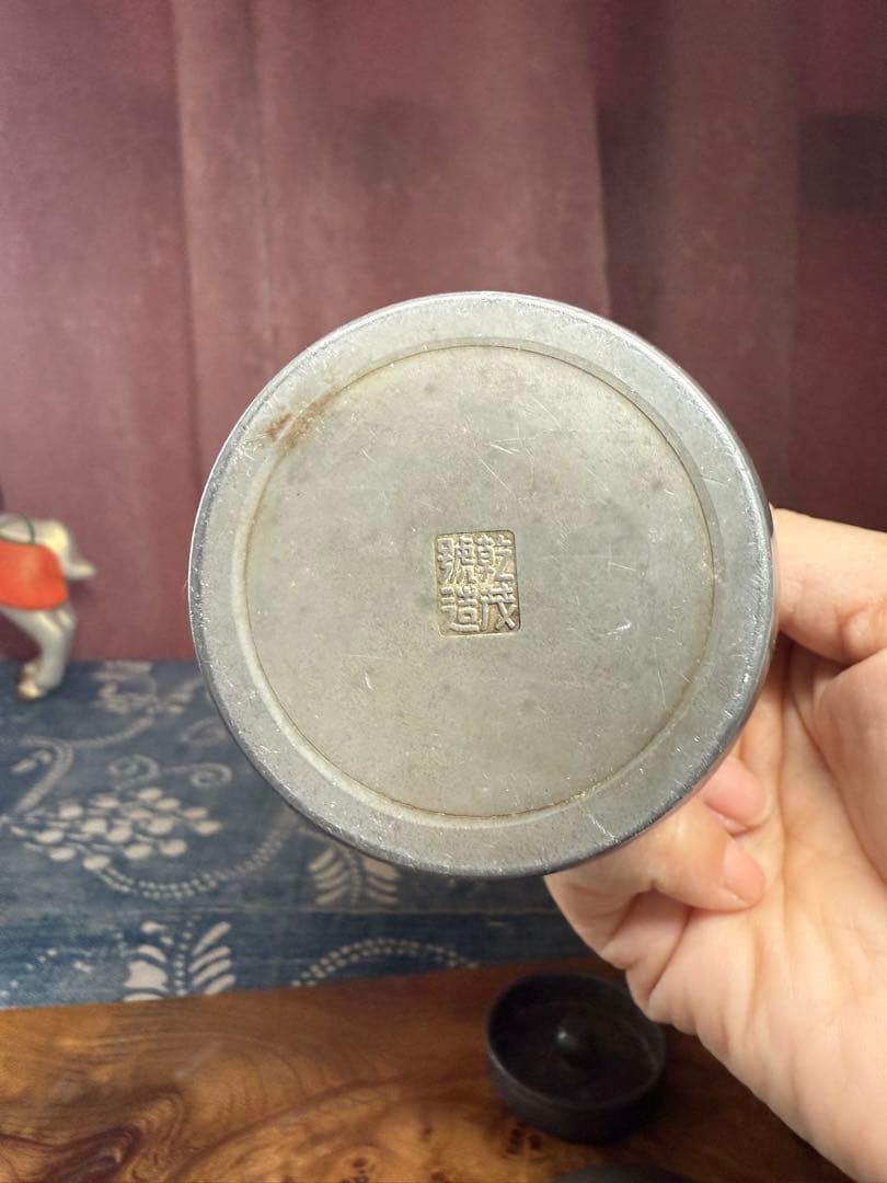 錫製茶壺 茶道具 　古錫　茶壷　錫製茶入