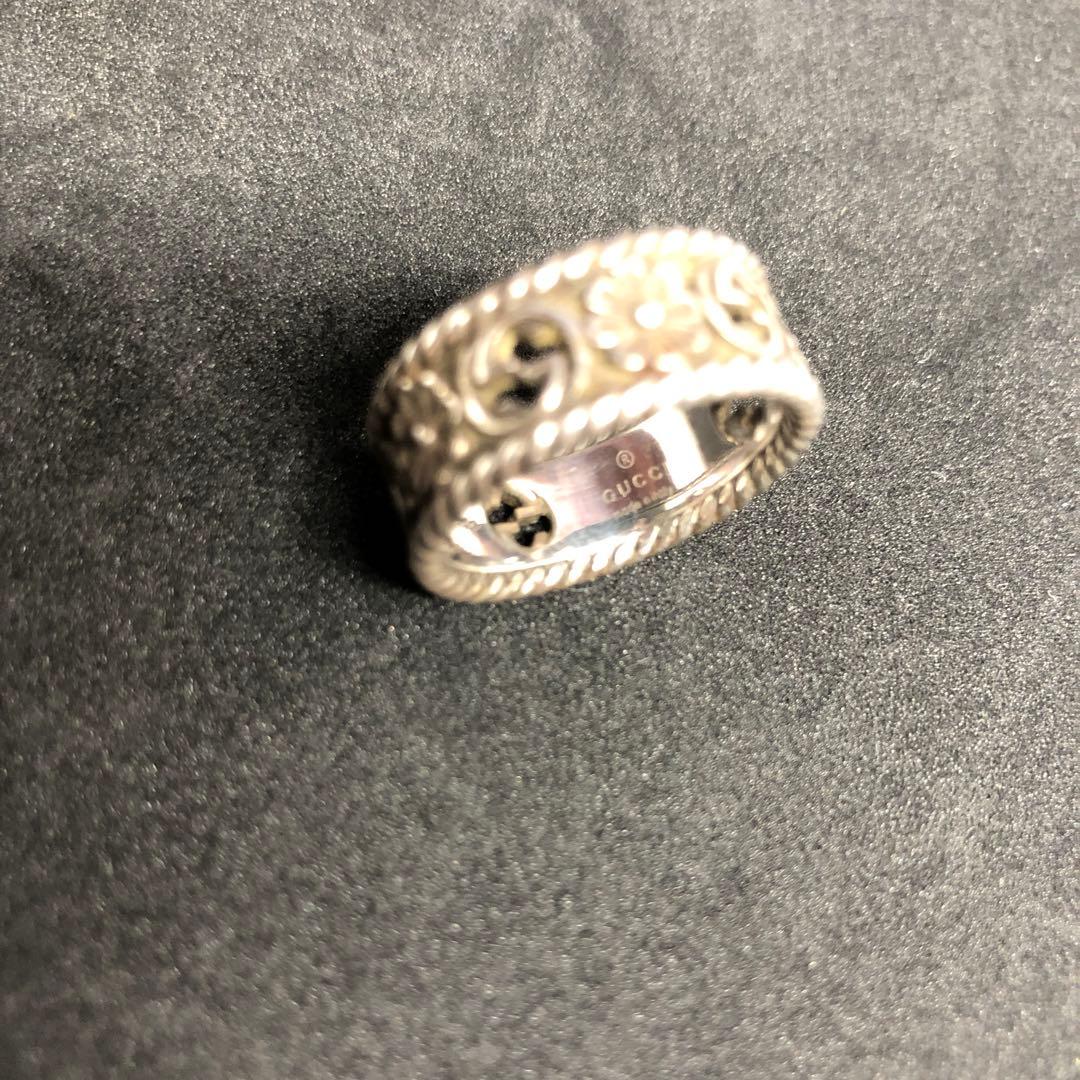 12451 GUCCI シルバーリング 花模様　廃盤美品　マーモント G リング
