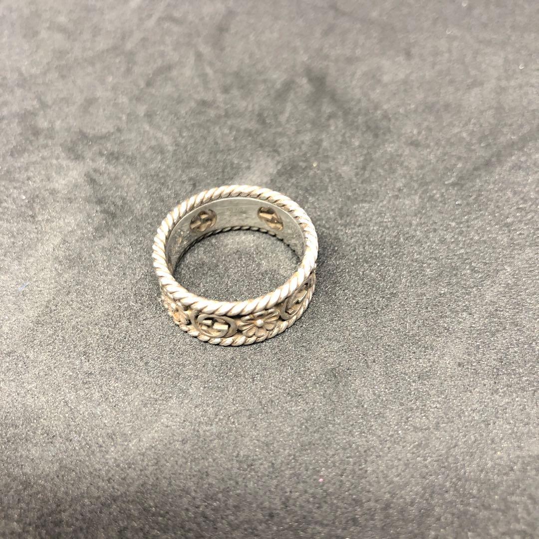 12451 GUCCI シルバーリング 花模様　廃盤美品　マーモント G リング