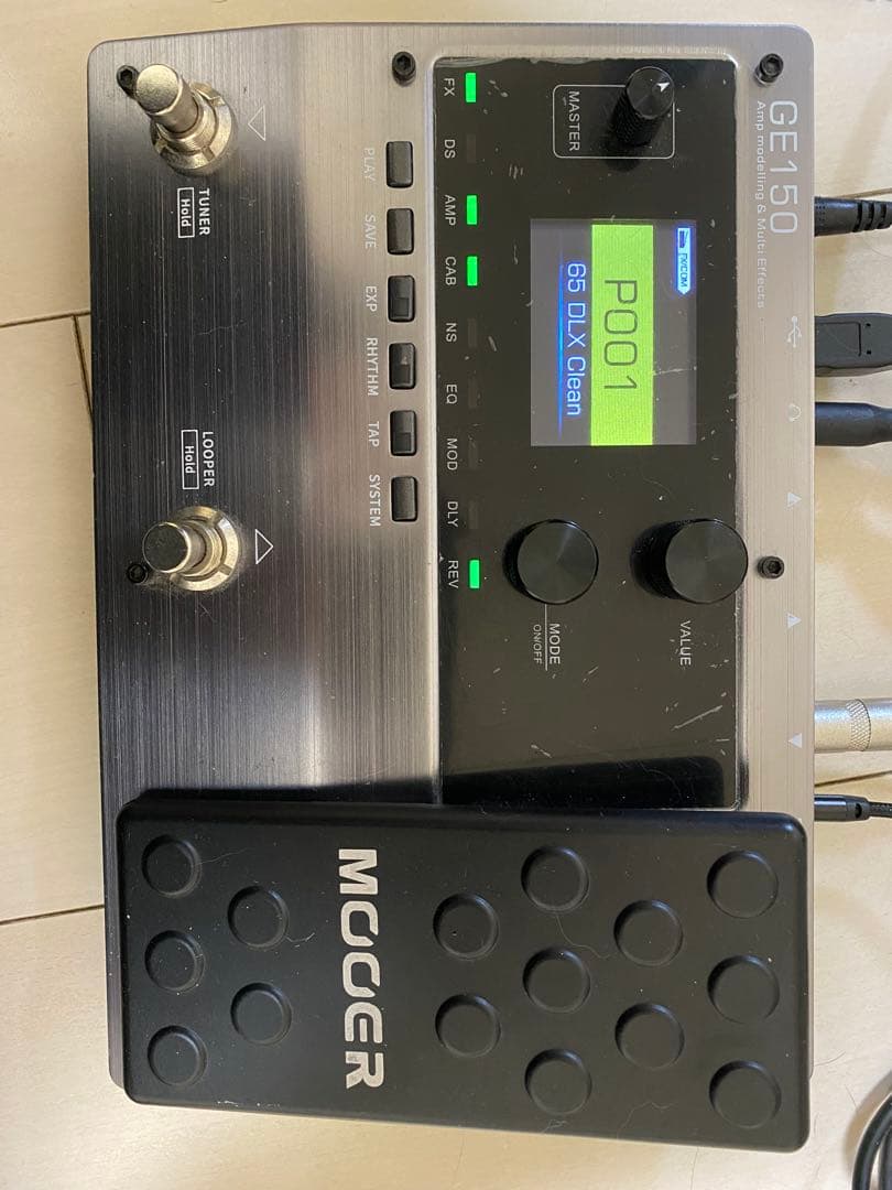 【動作品】Mooer GE150 マルチエフェクター　付属品＋AUXケーブル付き