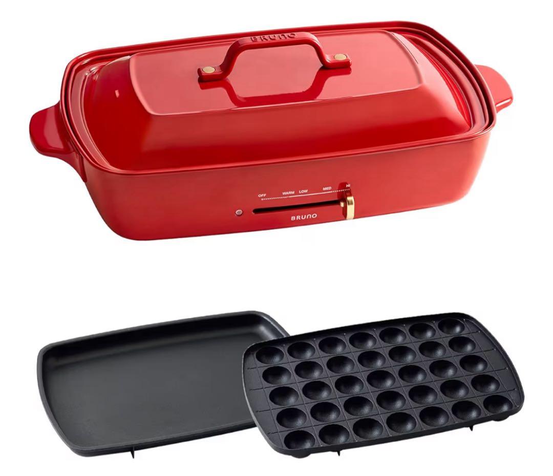 BRUNO ホットプレート グランデ （レッド） たこ焼きプレート付き