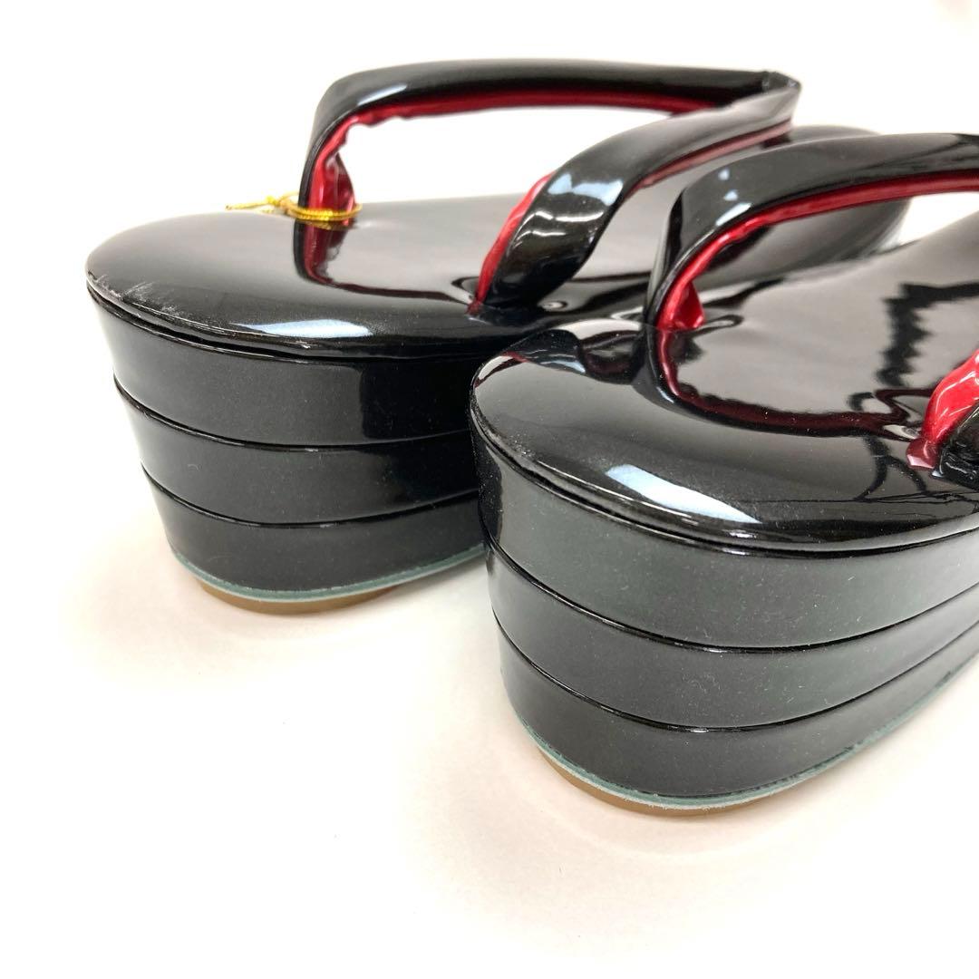 【着物と帯 時流】L25342s◇訳あり振袖用 草履バッグ◇ 黒×赤桜 未使用品