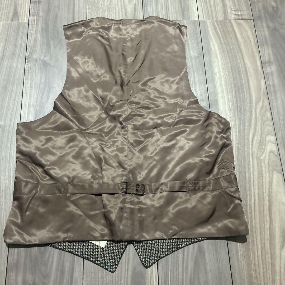 90s ラルフローレン　ツイードベスト　千鳥格子　ウール100 ブラウン　L