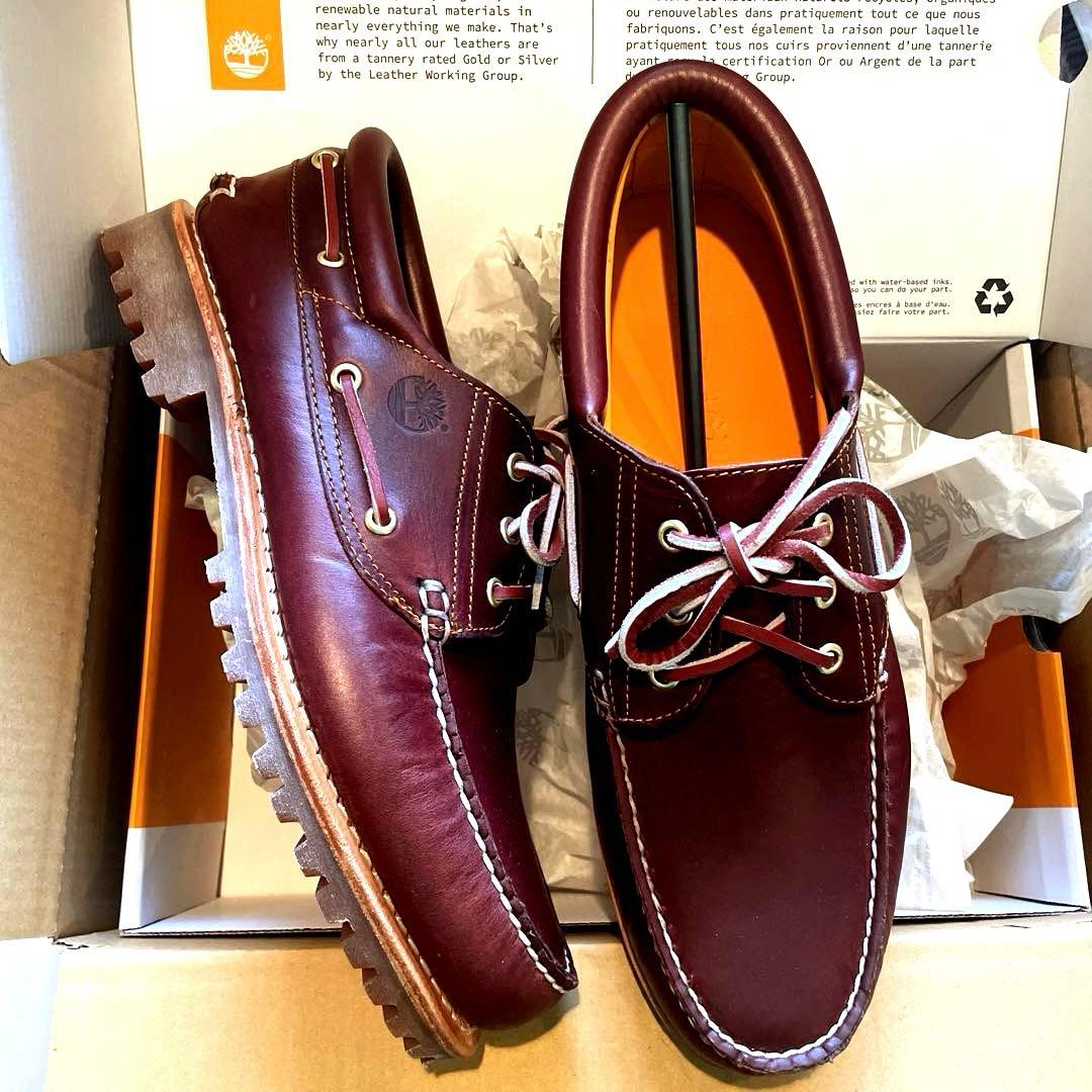 新品 人気カラー レアサイズ Timberland デッキシューズ バーガンディ