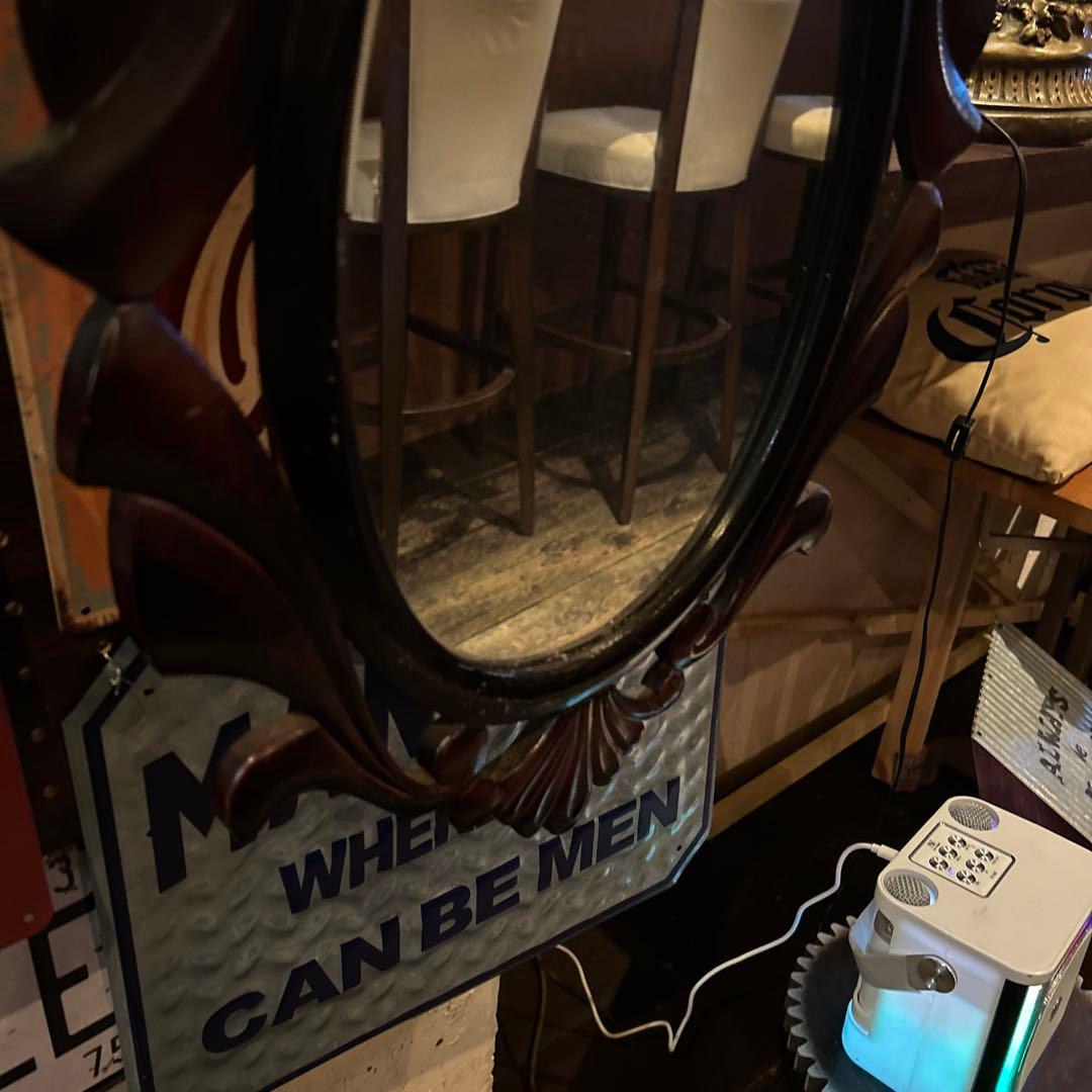 アンティーク　ミラー　鏡　インテリア　ビンテージ　英国製　バー　ガレージ