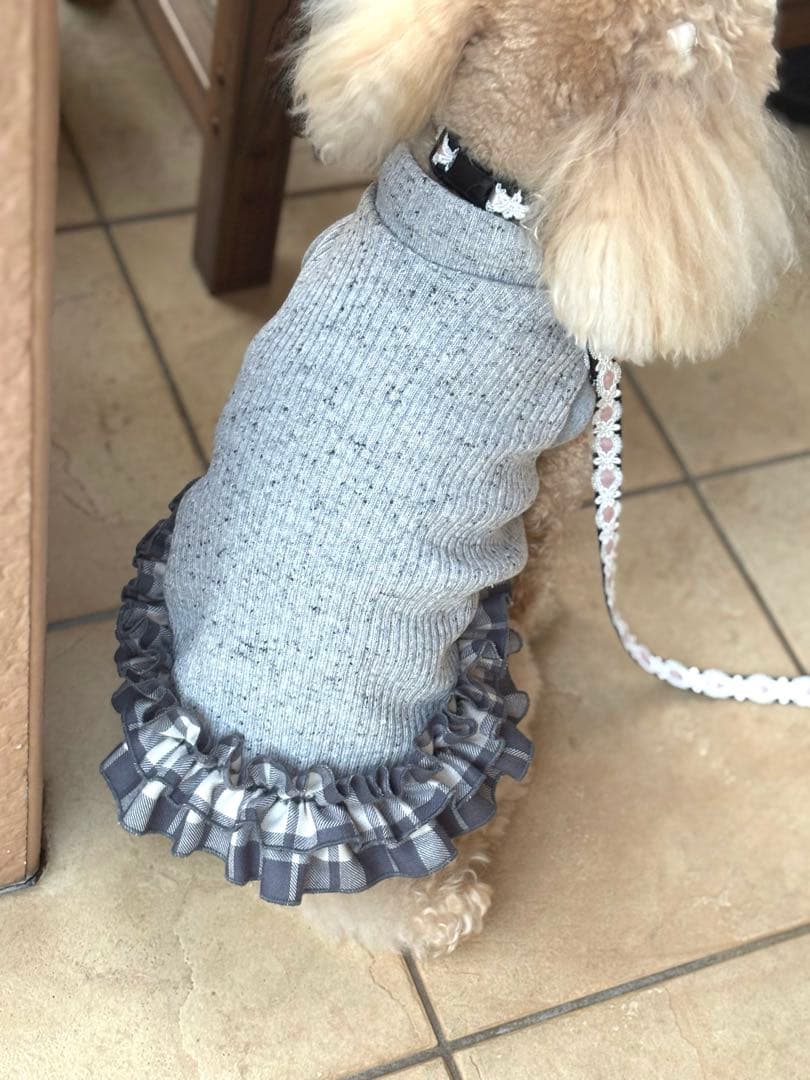 ハンドメイド　犬服　リブニット裾フリルタンクトップ　サイズオーダー　受付ページ