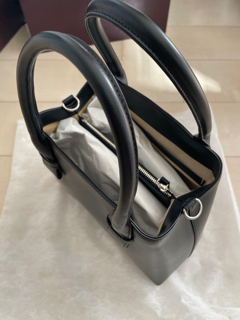 傳濱野（デンハマノ）黒 ミニトートバッグ ストラップ付き（斜め掛け可）