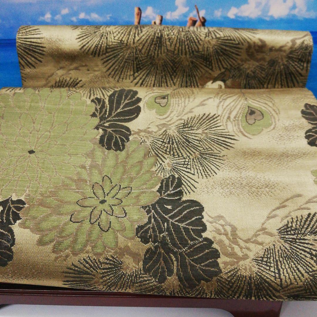 海外コレクター向け戦前後旧家蔵出時代鳳凰図柄長さ３、６Ｍ横幅３１㌢着物帯当時物