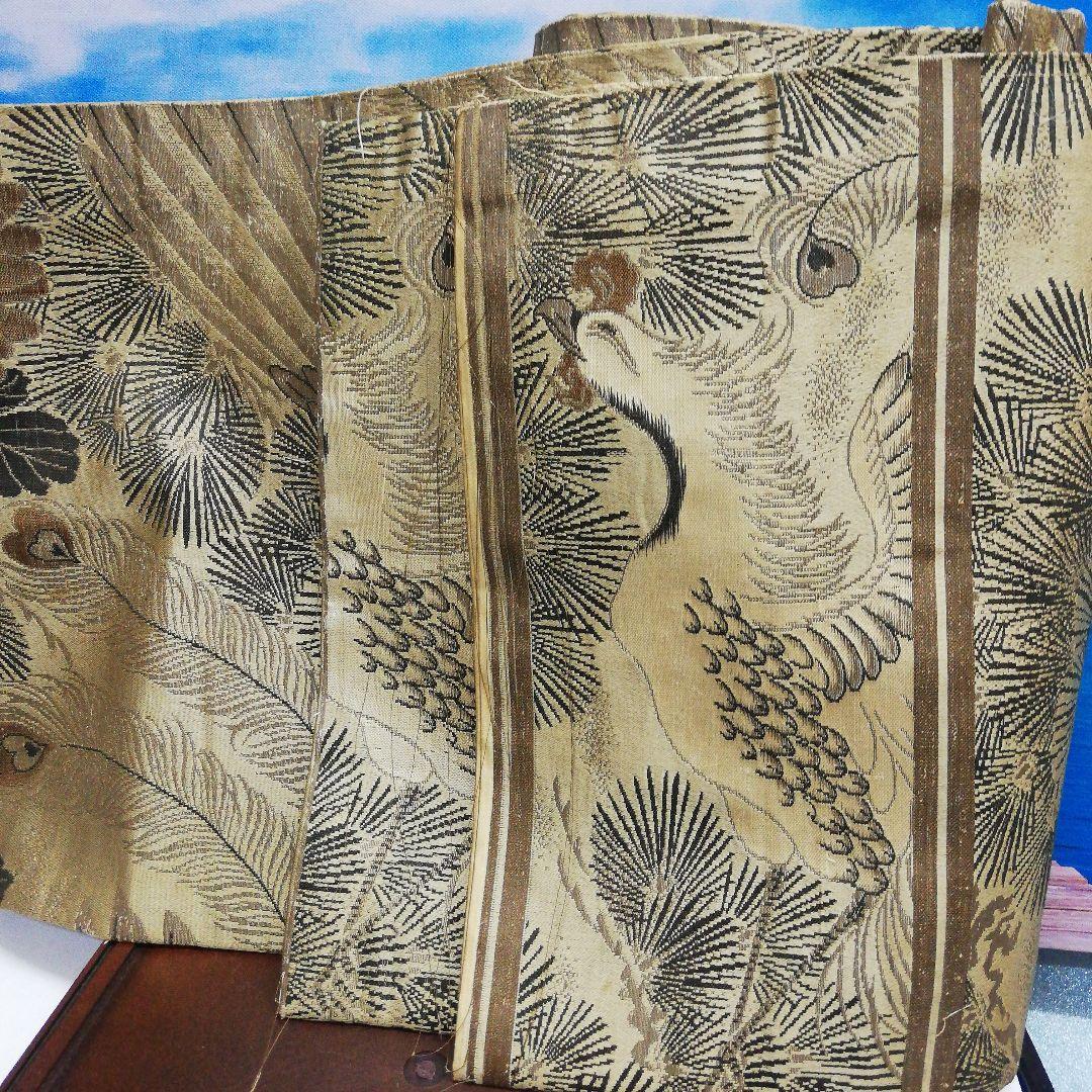 海外コレクター向け戦前後旧家蔵出時代鳳凰図柄長さ３、６Ｍ横幅３１㌢着物帯当時物