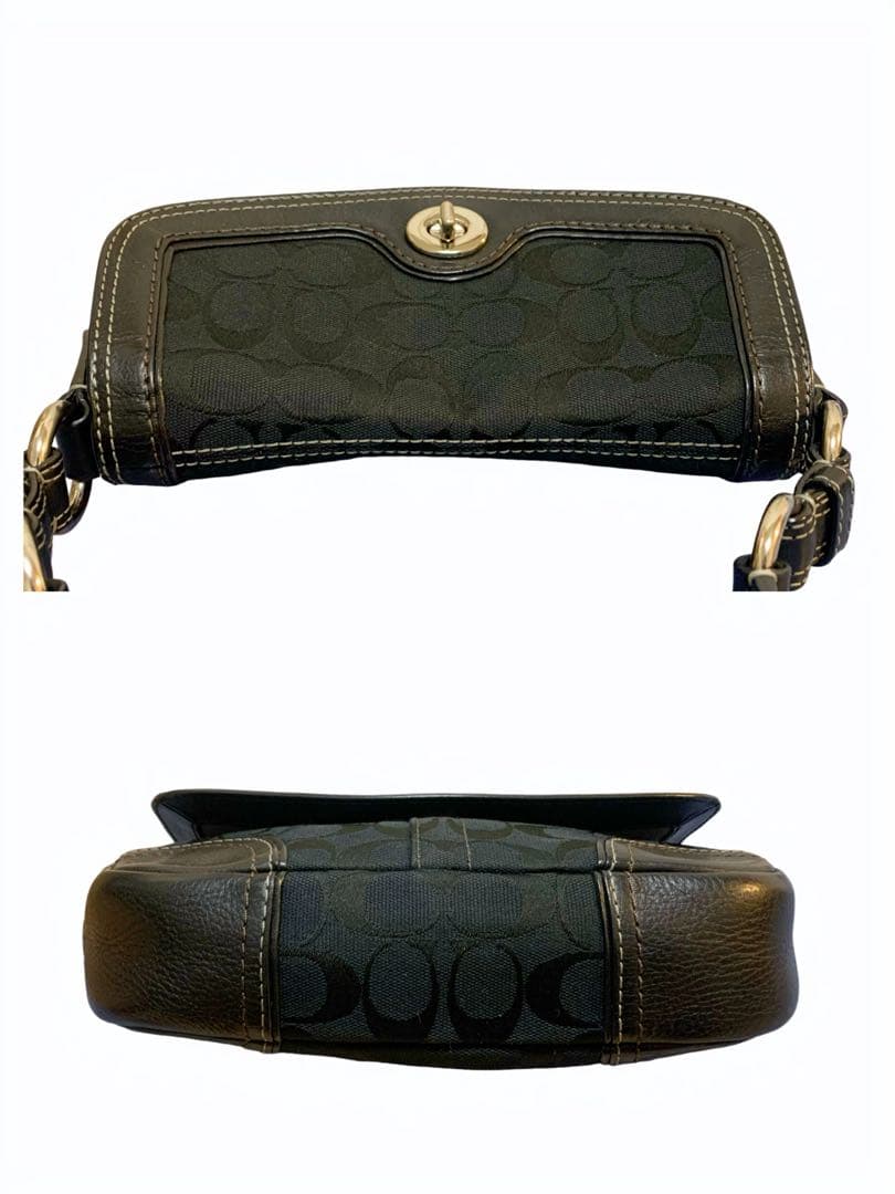 【美品】COACH コーチ　ターンロック　ワンショルダー　キャンパス　レザー　黒