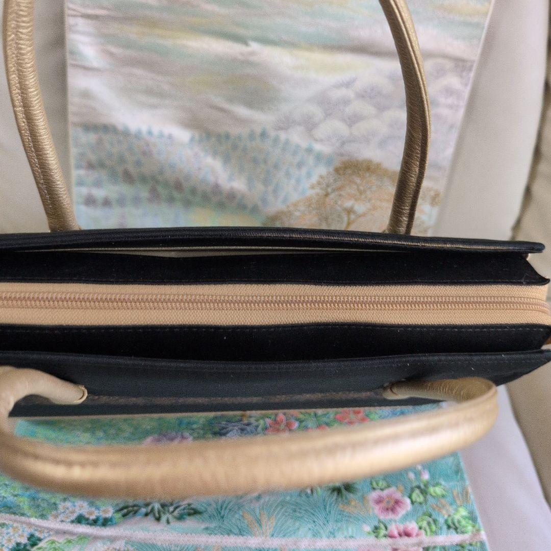 利休バック　和装用バッグ 上品　結婚式　黒　大きめ　正絹　美品