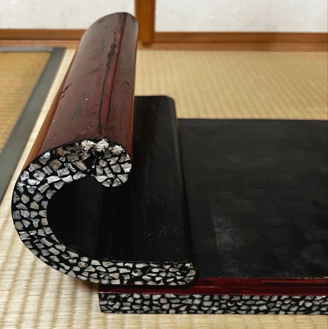 時代 根来 象嵌 螺鈿 巻き花台 香台 盆栽台 特価