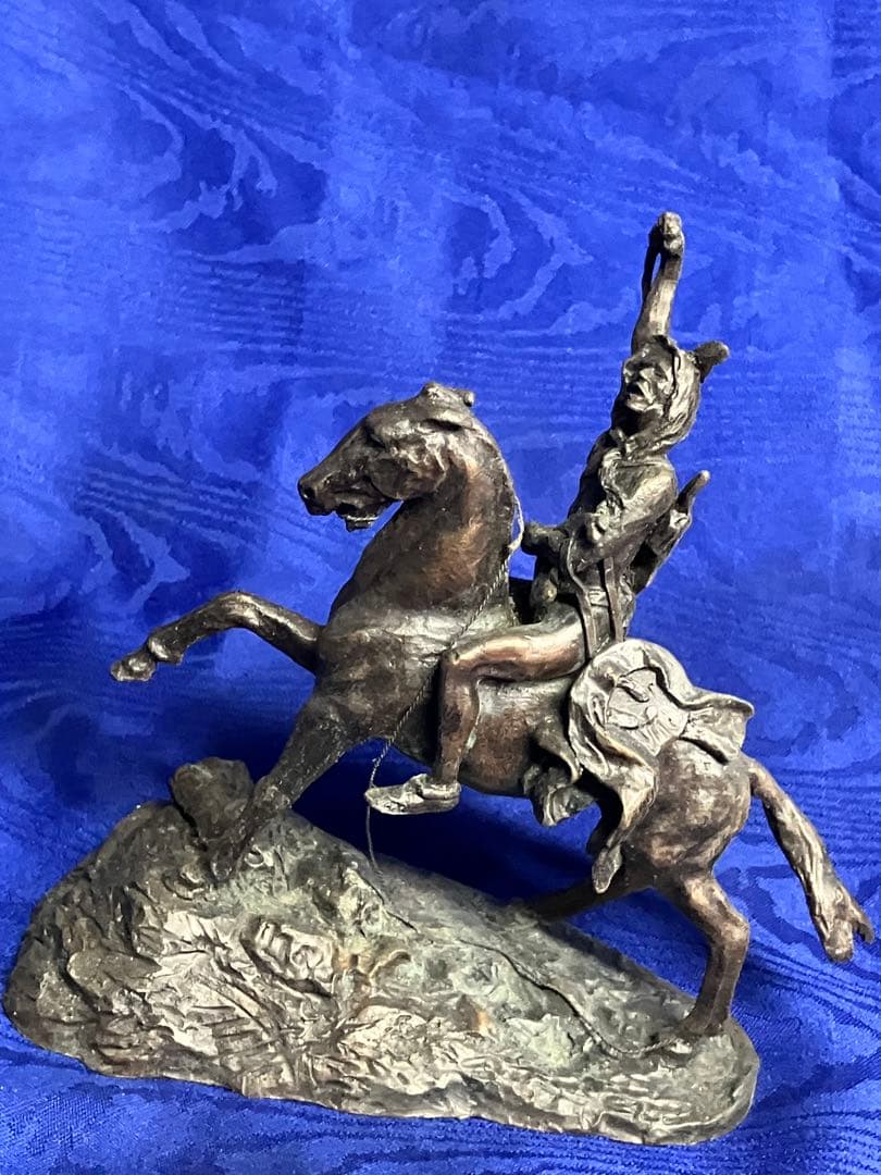 フレデリックレミントン　ブロンズ騎馬像 戦士の彫刻 約20cm高