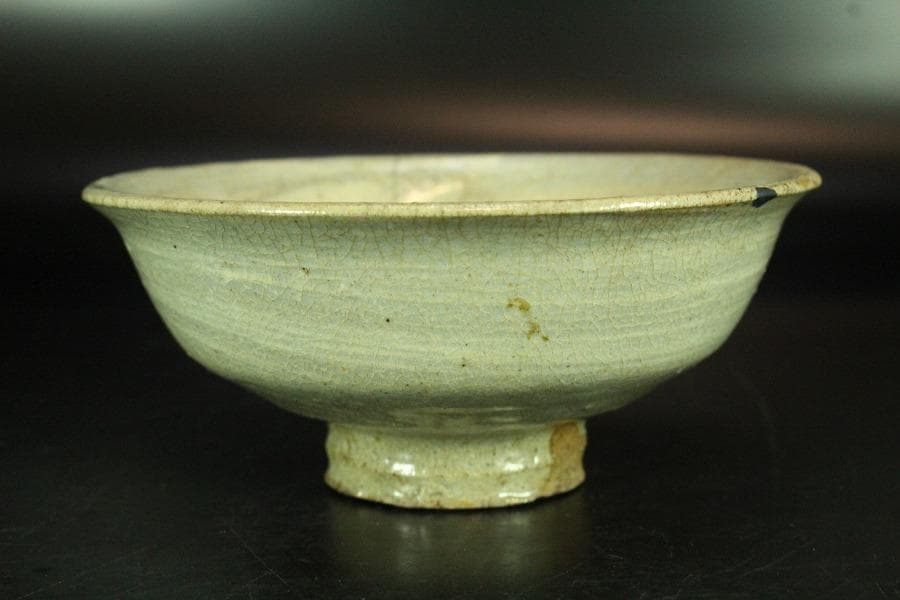 茶道具 李朝 刷毛目 茶碗 時代物(K-A383)