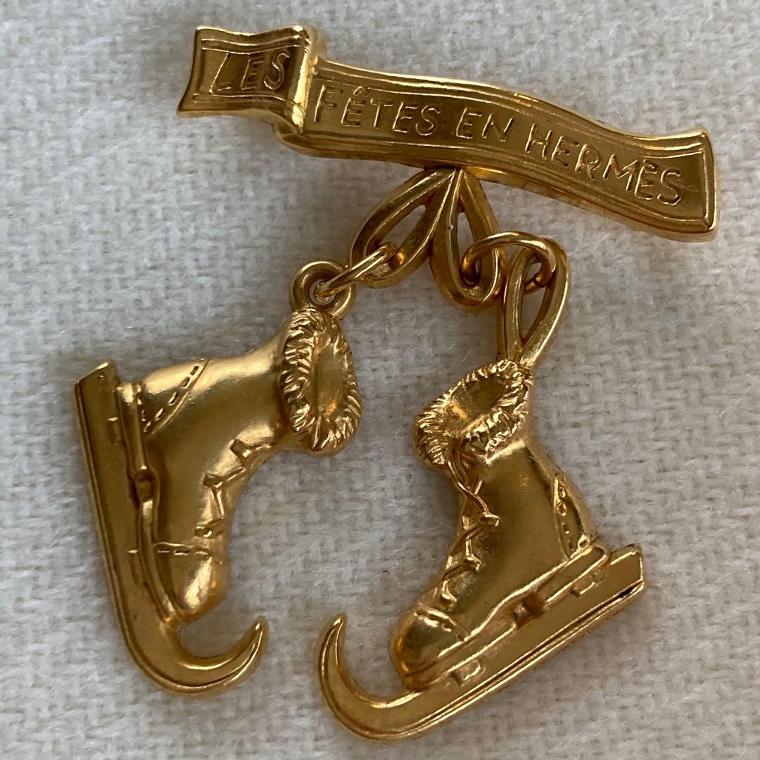 HERMES エルメス　ブローチ　スケート靴