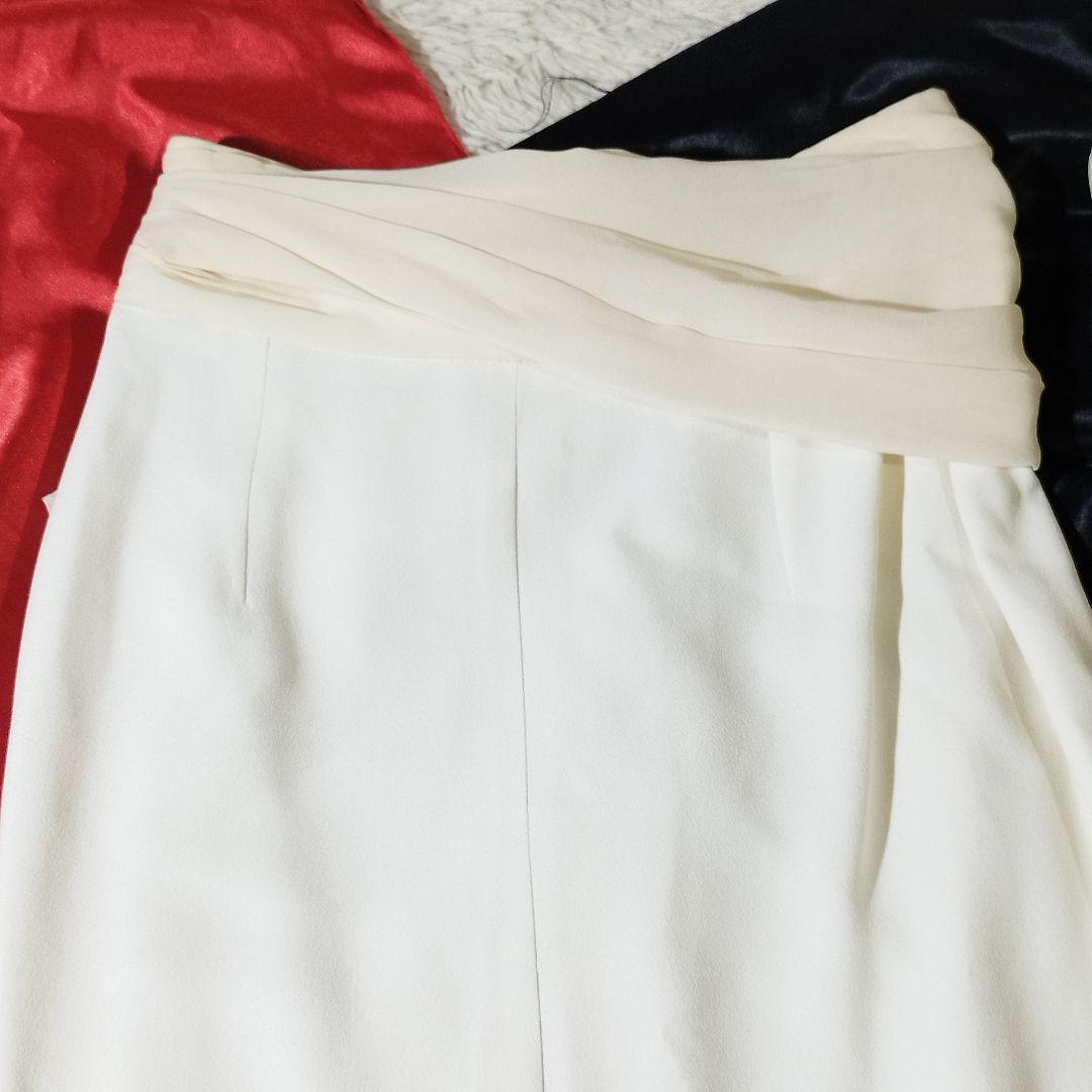 Christian Dior シルク リボン 異素材切替 アイボリー スカート