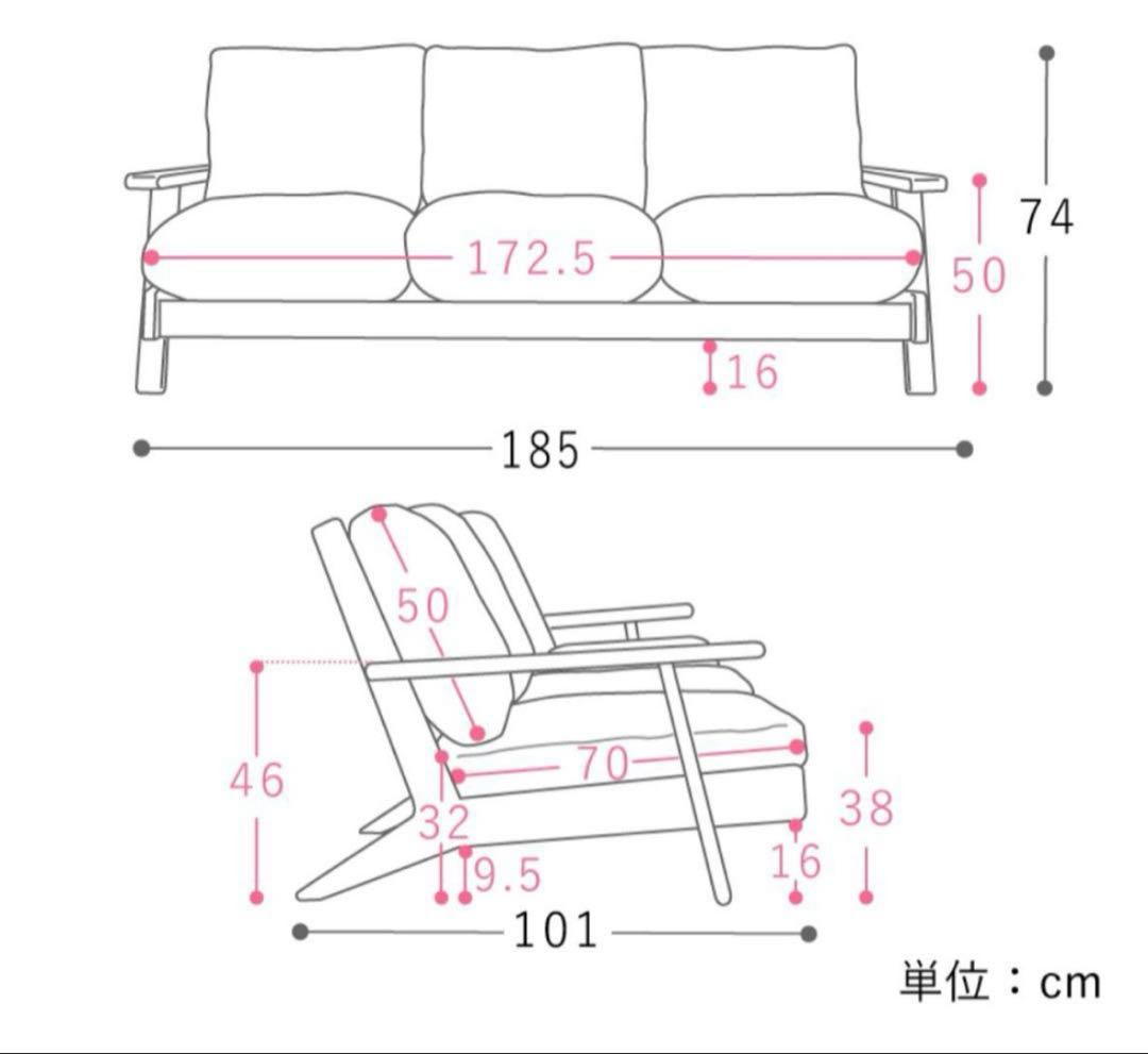 Re:CENO インテリア 3人掛け ソファー NOANA