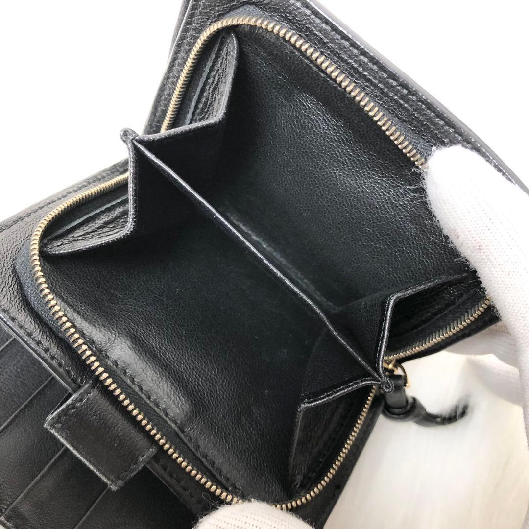 【美品】ボッテガヴェネタ 二つ折り財布 折り財布 イントレチャート ブラック
