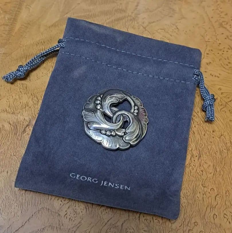 美品ジョージジェンセン silver925 ブローチ 20 デンマーク製 巾着付
