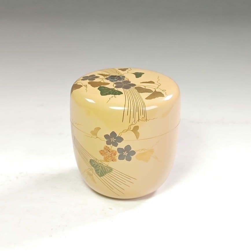 ウ260 棗『中村宗尹作』『夕顔蒔絵　白中棗　共箱』漆塗　茶道具