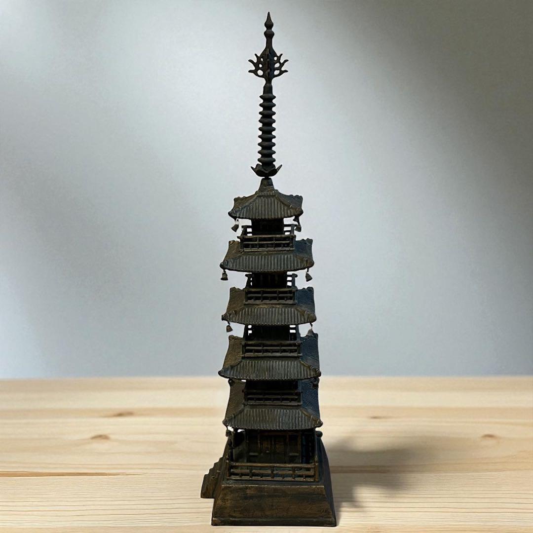 重厚10kg超❣️真鍮鋳物製 大型五重塔 81cm 重厚工芸品 インテリア 模型