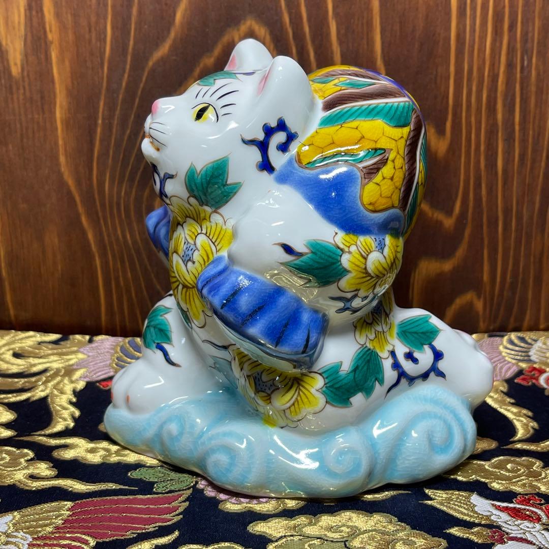 限定品【九谷焼 風神雷神】【願いが叶う】風神招き猫 作家:糠川孝之 /糠川清章