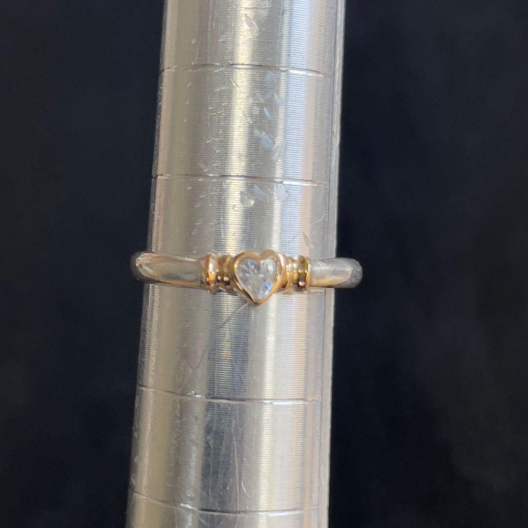 【20】k18とsilverのコンビ　ハートリング　ヴィンテージ　9号