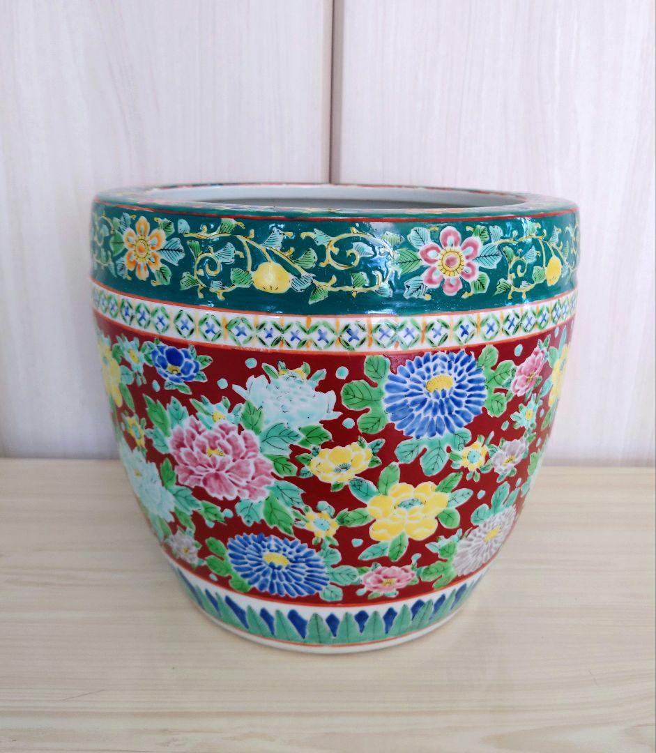 2. 十錦手色絵　火鉢　時代物