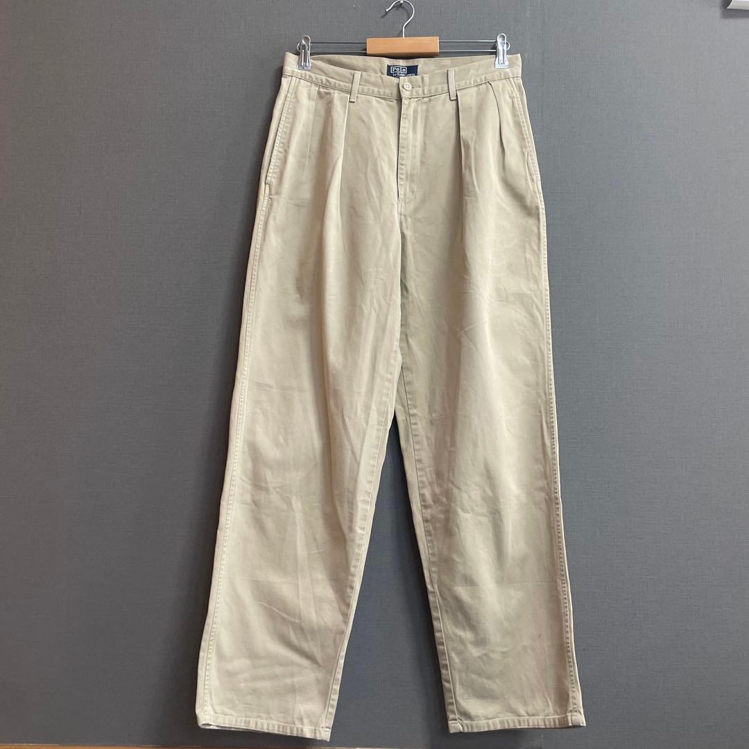 【USA製】Polo RalphLauren ポロチノ　2タックワイドチノパンツ