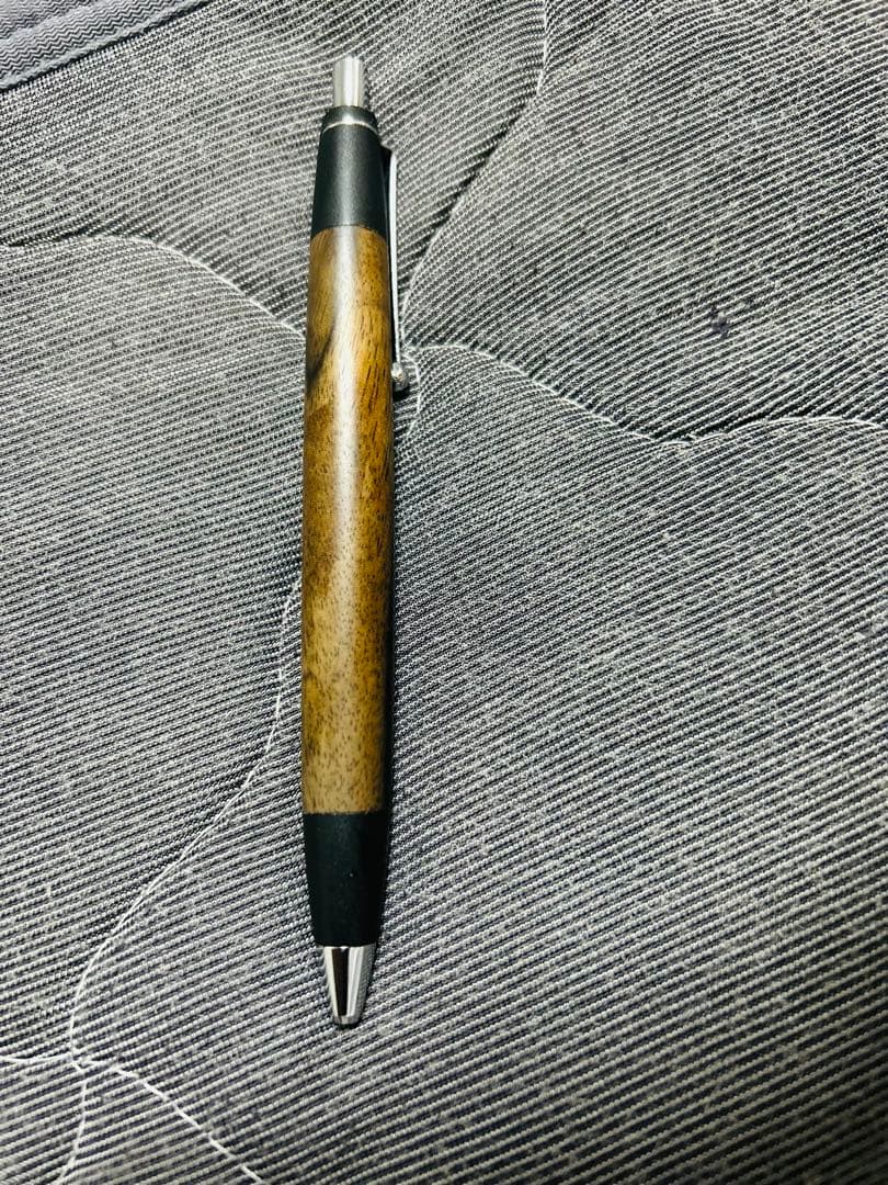 野原工芸ボールペン 黒柿 ボールペン 玉クリップ 銀金具 廃番