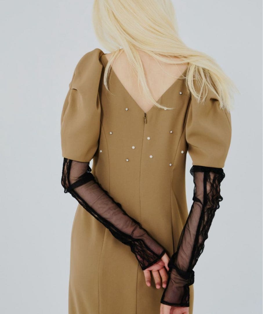 ANDRESED lace arm drape dress Sサイズ