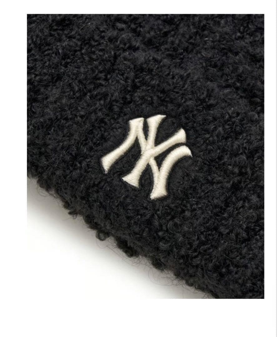 大人気【すぐ発送】韓国 MLB korea 猫耳 ビーニー ニット帽 ブラック