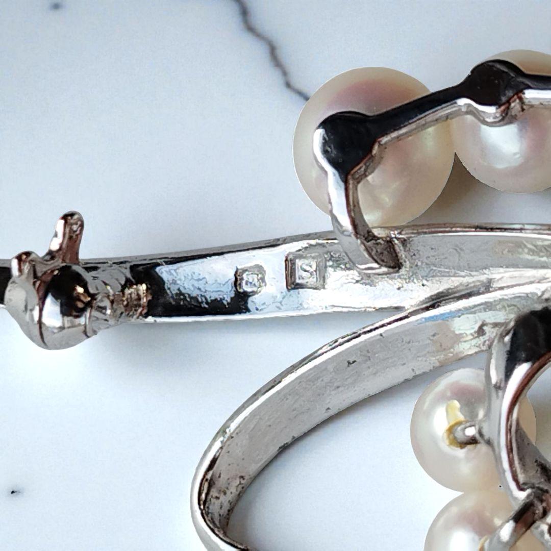 美品✨️ミキモト　パールブローチ　あこや真珠　10粒　MS刻印　シルバー