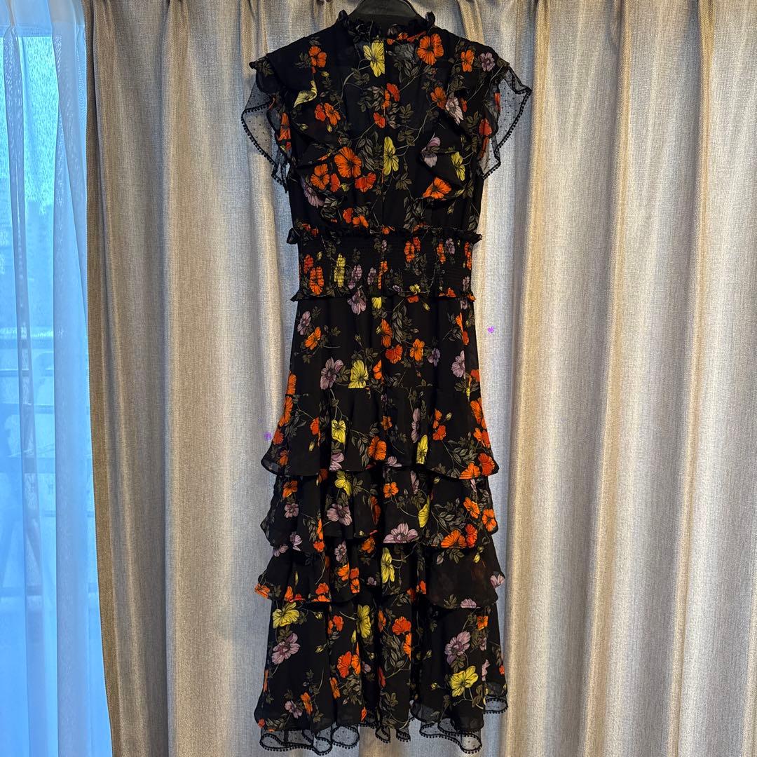 Settan/花柄フリル袖シフォンフレアドレス