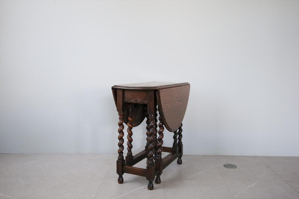 英国アンティーク木製ゲートレッグテーブル/ダイニング机バタフライ(91-262)