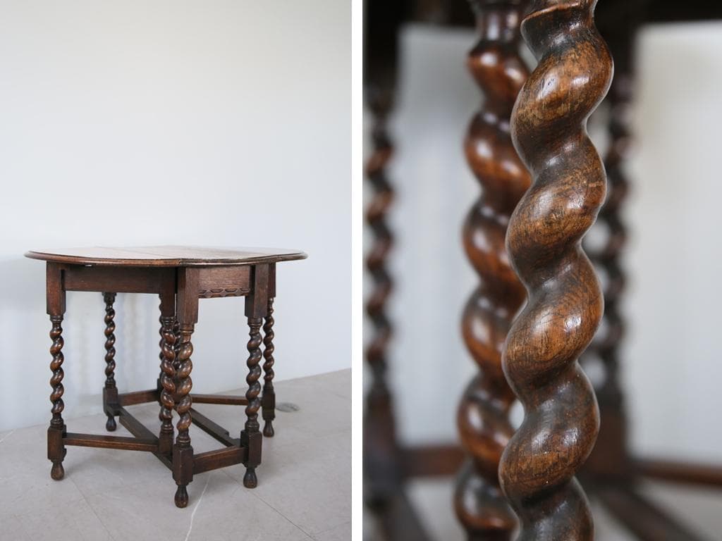 英国アンティーク木製ゲートレッグテーブル/ダイニング机バタフライ(91-262)