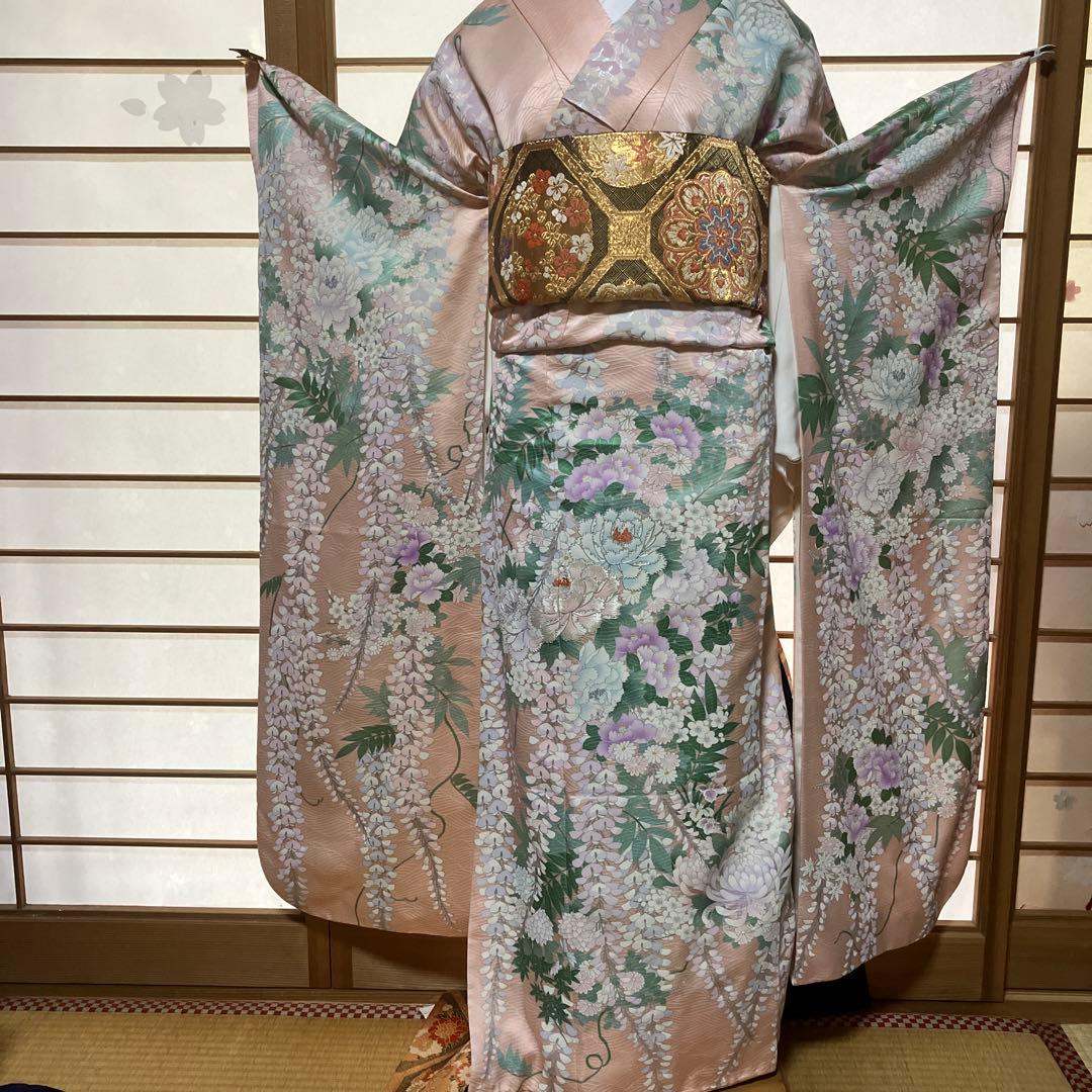 @*e様 振袖 藤の花　シルク