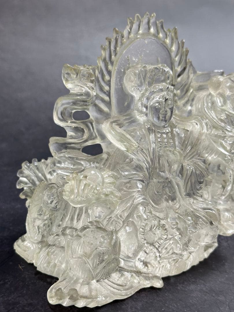 【⭐️稀少❣️開運⭐️】水晶　彫刻　仏像 羽衣 天女　クリスタル　⭐️貴重⭐️