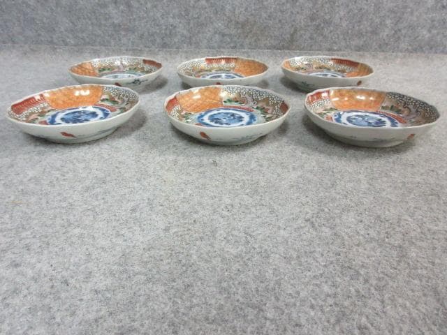 伊万里 色絵 草木文 手塩皿 6枚 [B24373]