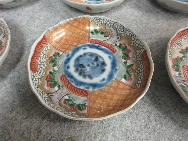 伊万里 色絵 草木文 手塩皿 6枚 [B24373]