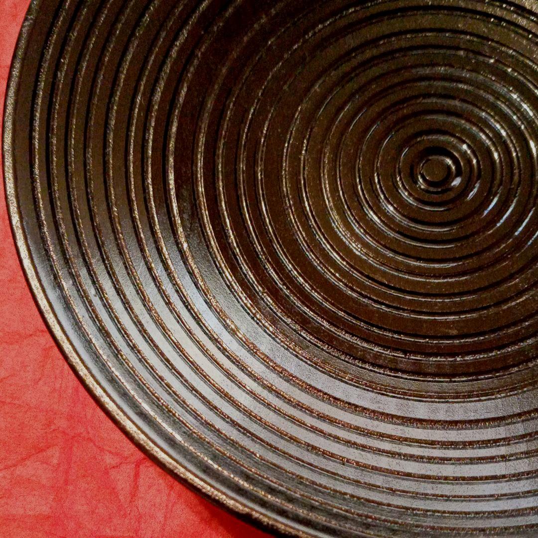 木製黒摺り茶托5客揃い