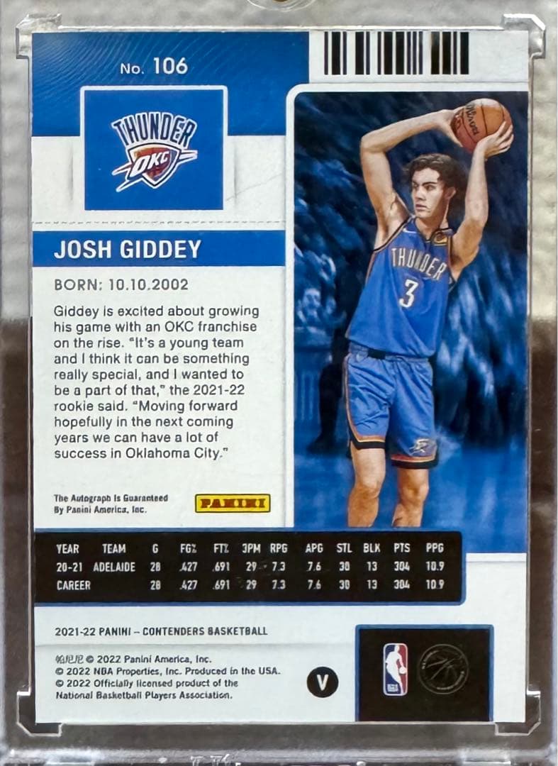 Josh Giddey RC auto /99シリ