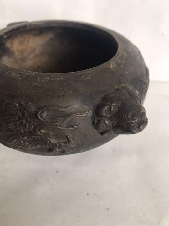 香爐，中囯清朝時代物古銅製，茶道具，書房置物，古美術品，高7cm重500克