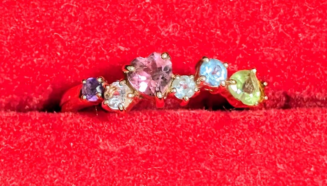 ジュエリーツツミ マルチカラー ハート アミュレット リング 10号 k10